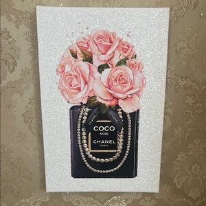 CHANEL Coco Noir Canvas with Pink Roses and Pearls